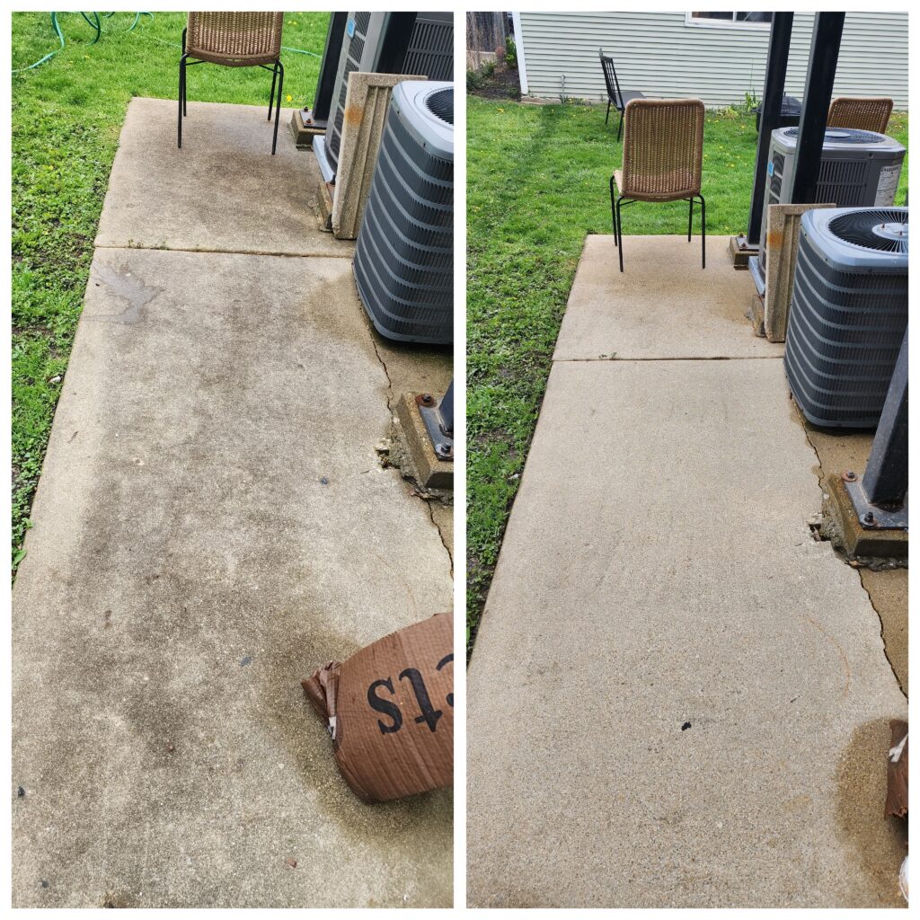 Before and after pressure washing